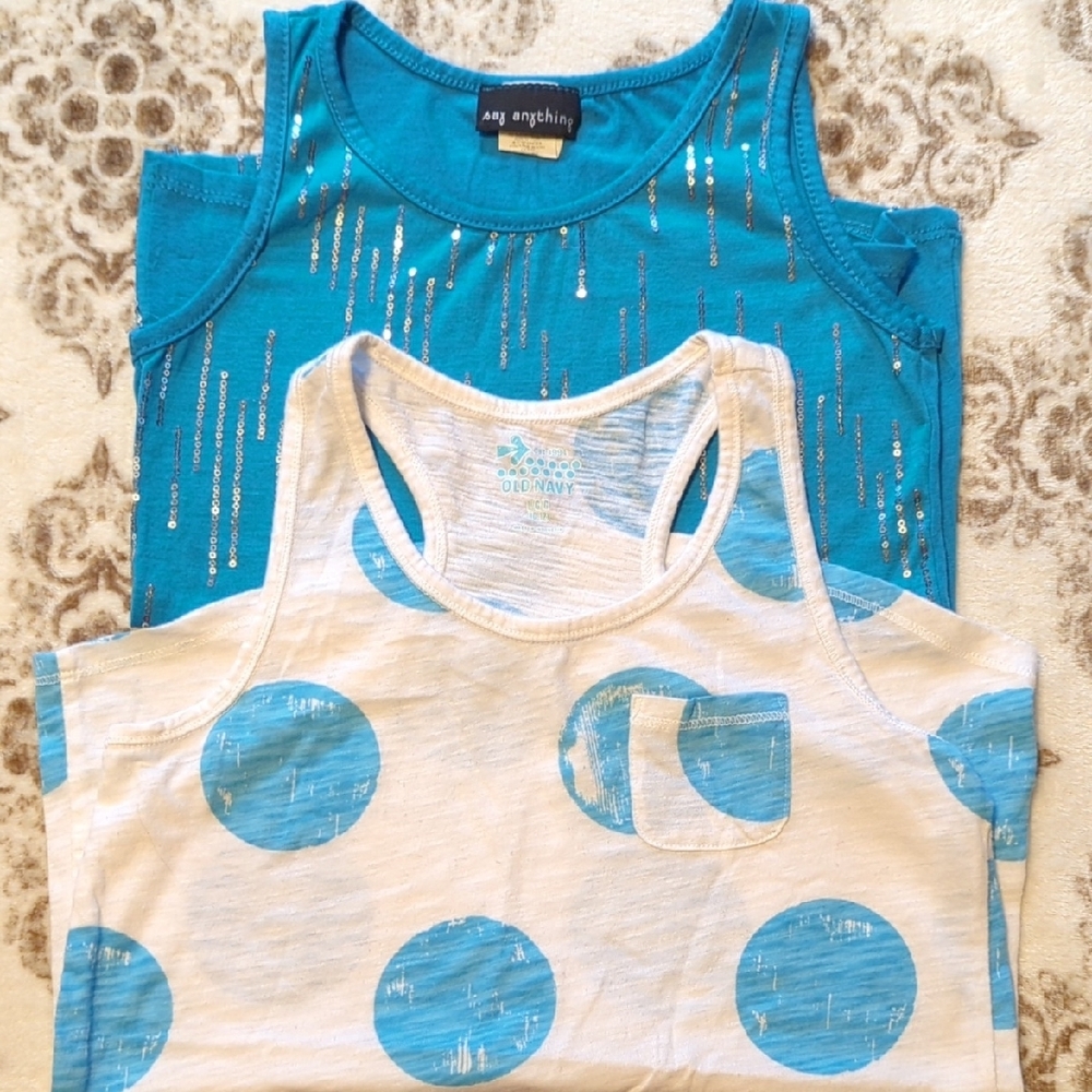 Blue and White Kids Tank Tops